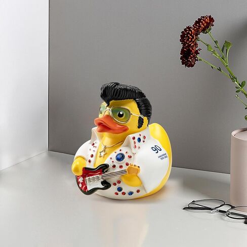 تمثال Elvis Duck ، تصميم بذلة بيضاء مع أحجار الراين ، القابلة للتحصيل ، 3.14 × 3.14 × 2.75 بوصة in Kuwait