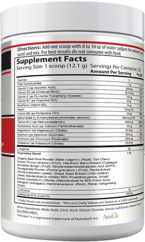 مزيج الشراب ، التوت المختلط ، L-Arginine 5000mg ، L-citrulline 1000mg ، الفيتامينات B12 ، C ، D3 ، جذر البنجر ، 30 حصص ، 363 غرام ، دعم العافية المتميز ، أكسيد النيتريك ، القلب in Kuwait