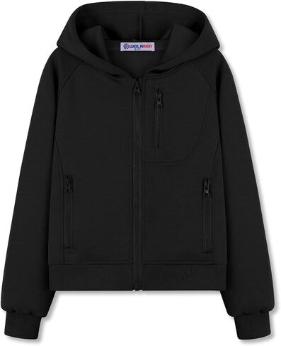 WELAKEN Girls Lightweight Outdoor Jacket – Hooded Zip-Up Sporty Jacket with Multiple Zippered Pockets in Saudi Arabia