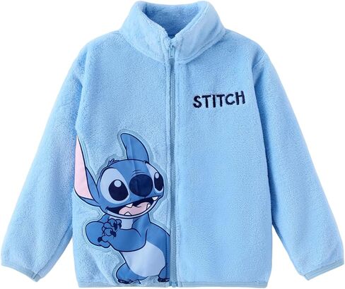Disney Stitch Frozen Elsa Minnie Mickey Girls/Boys Fleece Jacket Full zip Sherpa Fuzzy Wart Winter Outwear Coat 2-13 Years in Saudi Arabia