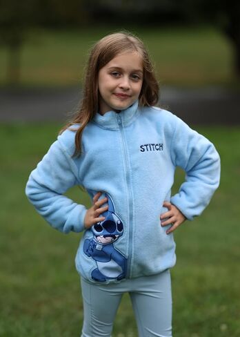 Disney Stitch Frozen Elsa Minnie Mickey Girls/Boys Fleece Jacket Full zip Sherpa Fuzzy Wart Winter Outwear Coat 2-13 Years in Saudi Arabia