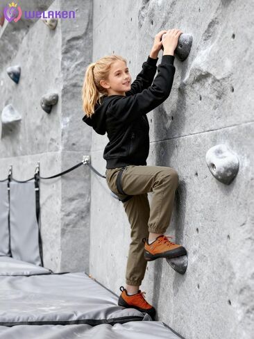 WELAKEN Girls Lightweight Outdoor Jacket – Hooded Zip-Up Sporty Jacket with Multiple Zippered Pockets in Saudi Arabia