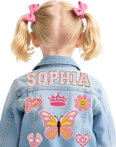 Personalized Kids Denim Jacket with Names Custom Denim Jacket Patch Outerwear Jacket Toddler Spring and Fall Coat in Saudi Arabia