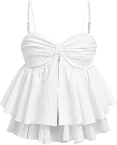 SOLY HUX Girl's Summer Crop Top Ruffle Layered Flowy Babydoll Cami Shirt Cute Camisole in Saudi Arabia