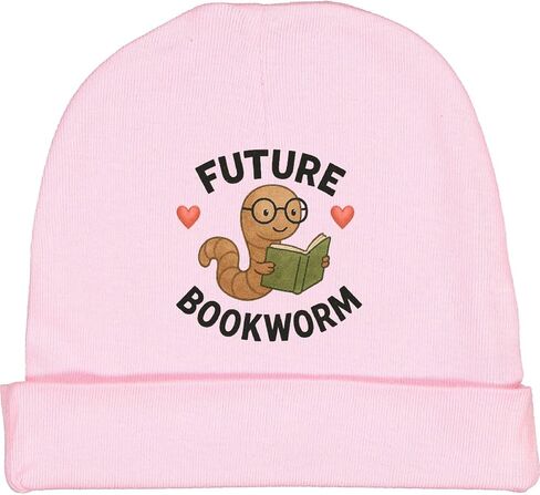 inktastic Future Bookworm Cute Worm Reading Baby Beanie Hat in Saudi Arabia