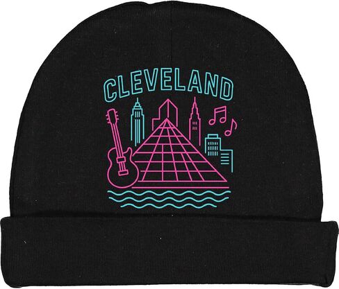 inktastic Cleveland Neon Music Cityscape Design Baby Beanie Hat in Saudi Arabia