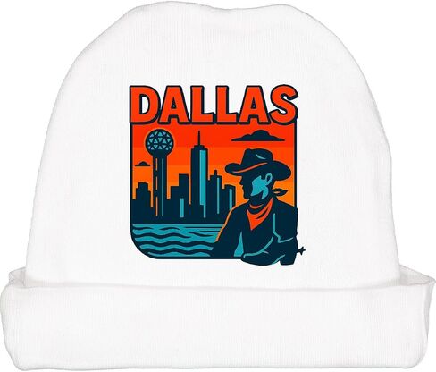 Inktastic Dallas Skyline Cowboy Retro Art Baby Beanie Hat in Kuwait
