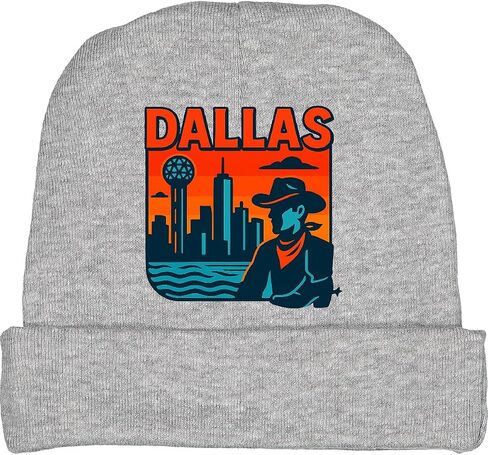 inktastic Dallas Skyline Cowboy Retro Art Baby Beanie Hat in Saudi Arabia