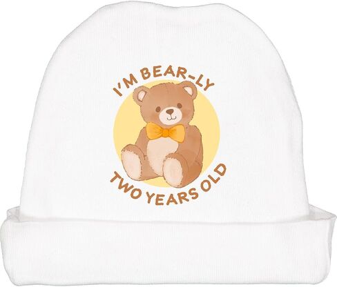 inktastic I'm Bear-ly 2 Years Old Baby Beanie Hat in Saudi Arabia
