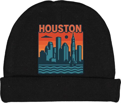inktastic Houston Cityscape Retro Sunset Baby Beanie Hat in Saudi Arabia