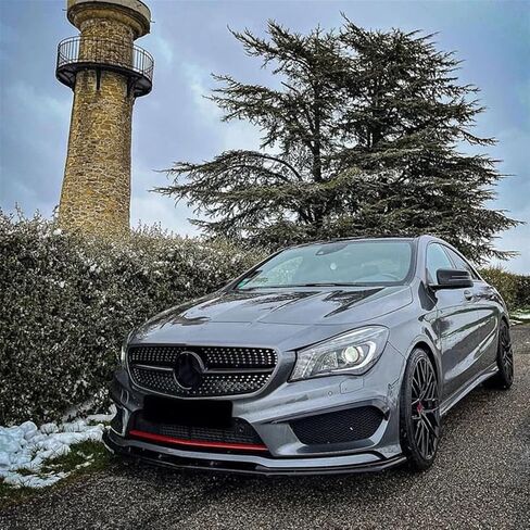 شفة الوفير الأمامية للسيارة متوافقة مع Mercedes CLA-Class 2013-2015 C117 CLA200 260 CLA45 AMG مجموعة الأجزاء التلقائية (ألياف الكربون) in Kuwait