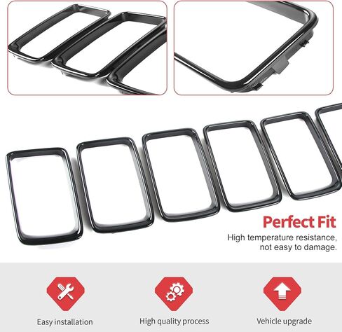Jimen Compatible with Jeep Grand Cherokee 2014-2016, 7PCS Front Grill Inserts Grille Ring Cover Trim Kit (Black) in Saudi Arabia