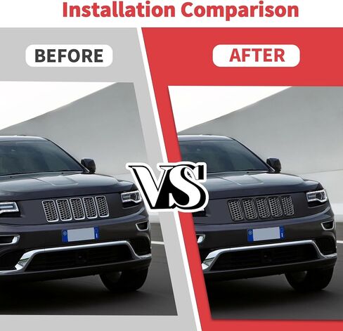 Jimen Compatible with Jeep Grand Cherokee 2014-2016, 7PCS Front Grill Inserts Grille Ring Cover Trim Kit (Black) in Saudi Arabia