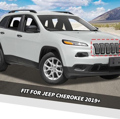 Jimen Fit for Jeep Cherokee 2019-2023, 7PCS Front Grill Inserts Grille Cover Trim Exterior Accessories (Black) in Saudi Arabia