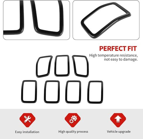 Jimen Fit for Jeep Cherokee 2019-2023, 7PCS Front Grill Inserts Grille Cover Trim Exterior Accessories (Black) in Saudi Arabia