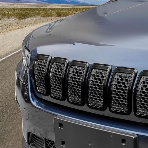 Jimen Fit for Jeep Cherokee 2019-2023, 7PCS Front Grill Inserts Grille Cover Trim Exterior Accessories (Black) in Saudi Arabia