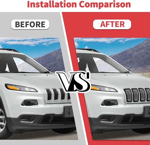 Jimen Fit for Jeep Cherokee 2019-2023, 7PCS Front Grill Inserts Grille Cover Trim Exterior Accessories (Black) in Saudi Arabia