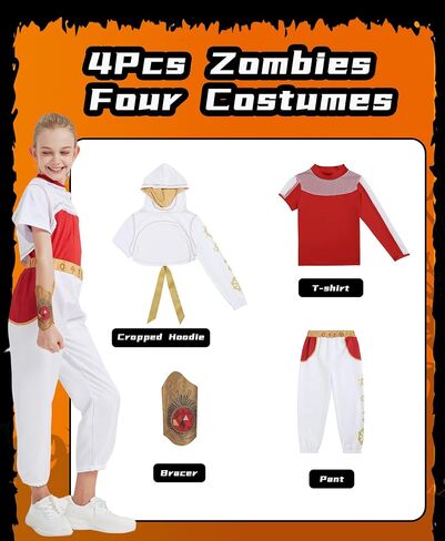 4 Pcs Zombies Costume for Girls Daywalk Costume Halloween Nova Cosplay Dress up Outfits in Saudi Arabia
