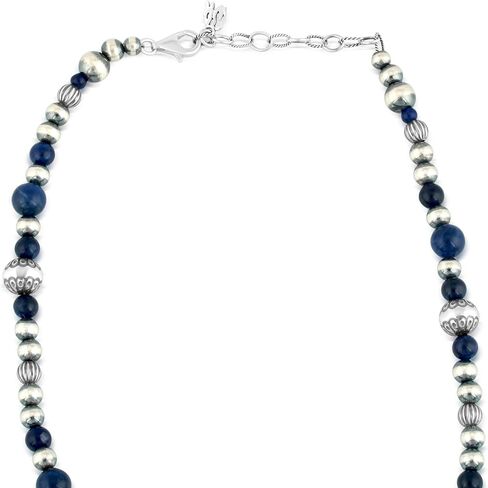 American West Jewelry Sterling Silver Genuine Gemstone Multi Beaded Design Necklace, 17-19 Inches in Saudi Arabia