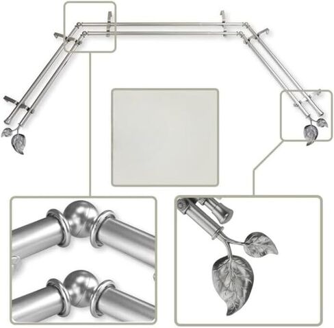 Urban Upmarket Curtain Rods & Hardware, Featuring Adjustable 13/16" Diameter Rods with Unique Finials, and Mounting Hardware, Satin Nickel, 4" W X 5" H X 1/4" D in Saudi Arabia