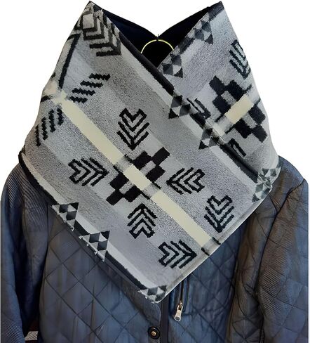 Western style Warm Neck Hood - Western printed women's wool blend velvet warm Soft skin-friendly scarf in Saudi Arabia