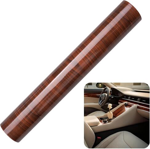 Wood Grain PVC Wrap ، 11.8 in × 78.7 بوصة ، حبيبات خشب الصندل العالي اللامع ، فيلم داخلي مزخرف بالسيارة ، ملصق لاصق ذاتي ، مقاوم للماء ، مقاوم يتلاشى in Kuwait