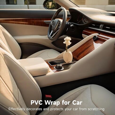 Wood Grain PVC Wrap ، 11.8 in × 78.7 بوصة ، حبيبات خشب الصندل العالي اللامع ، فيلم داخلي مزخرف بالسيارة ، ملصق لاصق ذاتي ، مقاوم للماء ، مقاوم يتلاشى in Kuwait