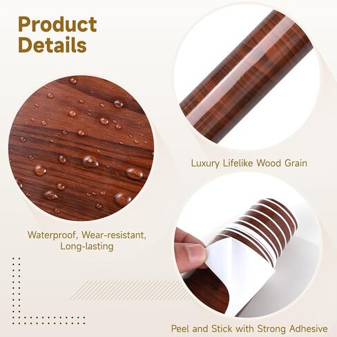 Wood Grain PVC Wrap ، 11.8 in × 78.7 بوصة ، حبيبات خشب الصندل العالي اللامع ، فيلم داخلي مزخرف بالسيارة ، ملصق لاصق ذاتي ، مقاوم للماء ، مقاوم يتلاشى in Kuwait
