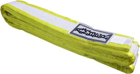 Premium Karate Belt, 100% Cotton Canvas Martial Arts Belt for Karate, Taekwondo & Judo, Durable, Comfortable & Secure Fit, Ideal for Training & Competition, Yellow With White, Size 6 - 120 Inches in Saudi Arabia