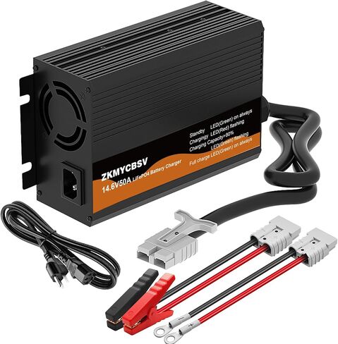 شاحن بطارية ليثيوم 12V 50A ، 14.6V 50A LIFEPO4 شاحن بطارية لبطارية 12.8V LIFEPO4 للبطارية القابلة لإعادة الشحن ، حماية متعددة in Kuwait