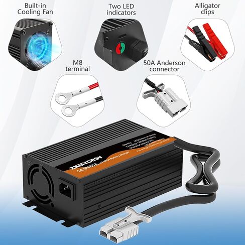 شاحن بطارية ليثيوم 12V 50A ، 14.6V 50A LIFEPO4 شاحن بطارية لبطارية 12.8V LIFEPO4 للبطارية القابلة لإعادة الشحن ، حماية متعددة in Kuwait