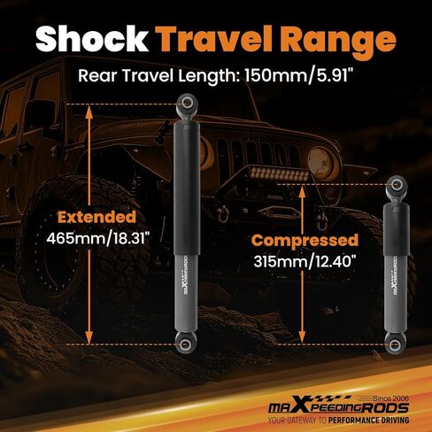 maXpeedingrods 5-7" Rear Lowering Shock for Chevy Silverado/GMC Sierra 1500 1999-2006, Nitrogen charged Drop Shocks in Saudi Arabia