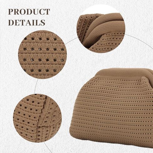 KUANG! Dumpling Clutch Bag for Women Crochet Woven Bags Summer Beach Clutch Crossbody Chain Purses Cloud Handbag in Saudi Arabia