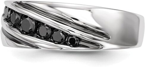 Solid 925 Sterling Silver Black Diamond Men's Band Ring (.5 cttw.) in Saudi Arabia