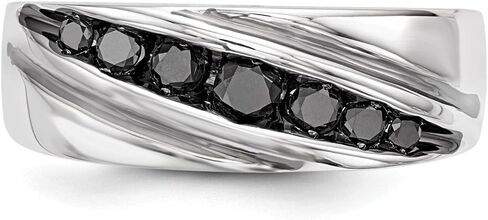 Solid 925 Sterling Silver Black Diamond Men's Band Ring (.5 cttw.) in Saudi Arabia