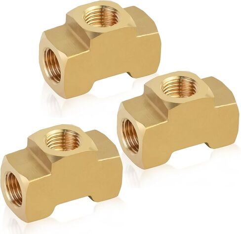 Mupera Upgraded 3/16 Brake Line Fitting - 2 PCS Universal Brass 3-Way Female Brake Line Tee For Inverted Flare Fittings, Brass Tee Fitting, All 3/8"-24 threads Ports in Saudi Arabia