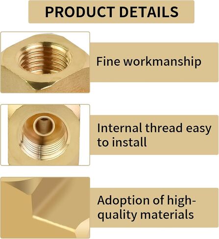 Mupera Upgraded 3/16 Brake Line Fitting - 2 PCS Universal Brass 3-Way Female Brake Line Tee For Inverted Flare Fittings, Brass Tee Fitting, All 3/8"-24 threads Ports in Saudi Arabia