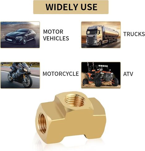 Mupera Upgraded 3/16 Brake Line Fitting - 2 PCS Universal Brass 3-Way Female Brake Line Tee For Inverted Flare Fittings, Brass Tee Fitting, All 3/8"-24 threads Ports in Saudi Arabia