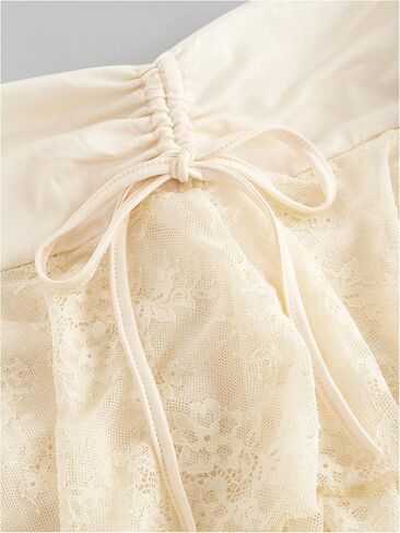 Verdusa Women's Plus Size y2k Lace Aser A Line Mini Mini Mini Ruched Tiered Tiered Tiered Drearsring Chowns in Kuwait