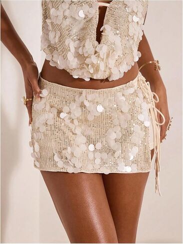MakeMeChic Women's Sequin Sparkly Skirt Y2K Fall Glitter Club Micro Mini Skirts in Saudi Arabia