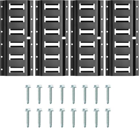 4 Pack 1ft e Rails ، مجموعة سكة حديد E-Track Track Highted لتوصيل الشحن في الشاحنات ، والمقطورات ، والشاحنات ، والمستودعات ، والكراجات ، وورش العمل ، وملحقات المسار الإلكتروني مع مسامير (1 قدم ، 4 حزمة) in Kuwait