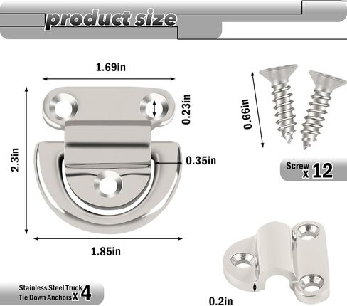 Stainless Steel Truck Tie Down Anchors, Heavy Duty Folding D Ring Hooks with Screws, High Polished Surface Perfect for Truck Bed Upgrade in Saudi Arabia