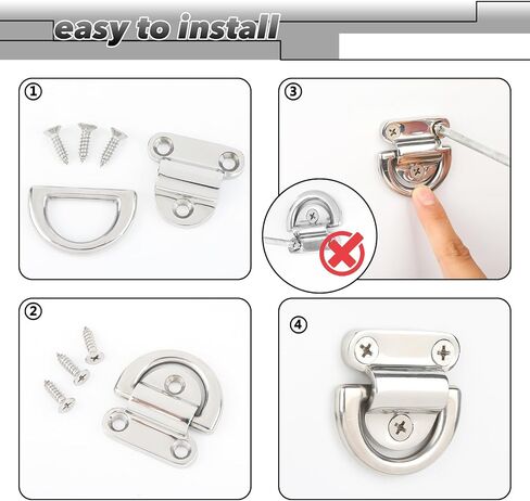 Stainless Steel Truck Tie Down Anchors, Heavy Duty Folding D Ring Hooks with Screws, High Polished Surface Perfect for Truck Bed Upgrade in Saudi Arabia