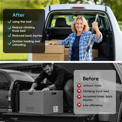 40 Inches Truck Cargo Grabber Reach,ickup Truck Bed Accessories, with Two Hooks and Heavy-Duty Stainless Steel Pulling Ring-It can be Used as an attic Ladder Pull-Down Hook kit in Saudi Arabia