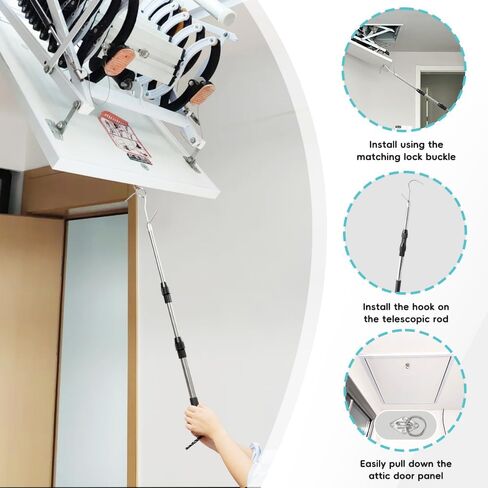40 Inches Truck Cargo Grabber Reach,ickup Truck Bed Accessories, with Two Hooks and Heavy-Duty Stainless Steel Pulling Ring-It can be Used as an attic Ladder Pull-Down Hook kit in Saudi Arabia