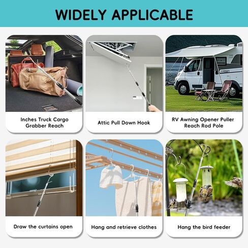 40 Inches Truck Cargo Grabber Reach,ickup Truck Bed Accessories, with Two Hooks and Heavy-Duty Stainless Steel Pulling Ring-It can be Used as an attic Ladder Pull-Down Hook kit in Saudi Arabia