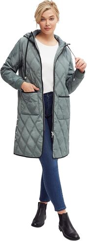 ellos Plus Size Long Quilted Hooded Jacket in Saudi Arabia