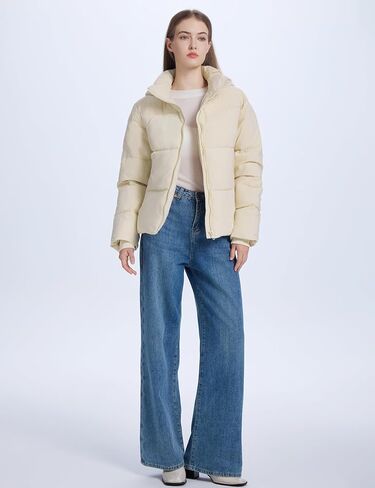Wyeysyt Womens Cropped Puffer Jacket Warm Winter Quilted Jacket with Removable Hood Short Padded Coat in Saudi Arabia