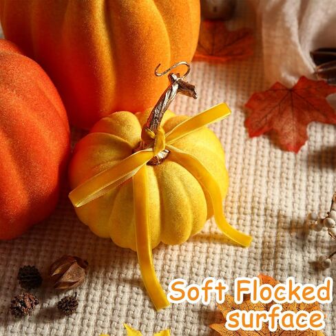 Wesiti 3 Pack Large Artificial Flocked Pumpkins, 7.9 Inch 6.7inch 3.9 Inch Fall Fake Foam Pumpkins for Autumn Home Decor Halloween Thanksgiving Table Centerpiece Decor(Brown) in Saudi Arabia