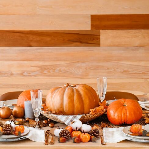 Yookeer 120pcs Mini Pumpkins Acorns Pine Cones Fall Decoration Thanksgiving Artificial Small Pumpkins Fake Props Bulk Rustic Vase Filler for Autumn Harvest DIY Craft Table Centerpiece(Lovely Color) in Saudi Arabia